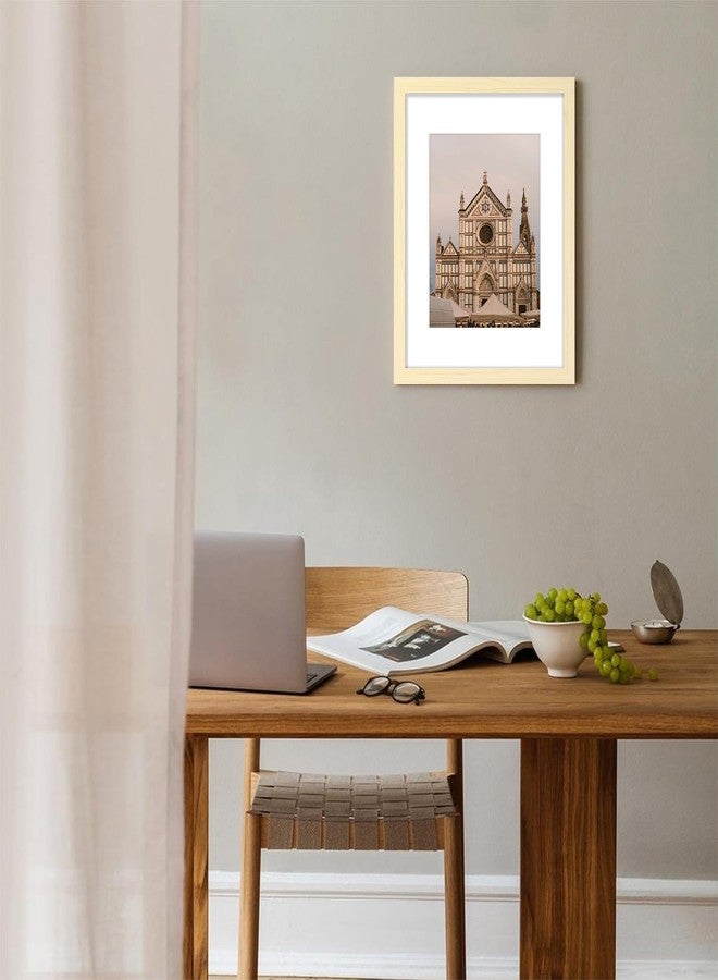 Vittanly إطار صور فيتانلي مقاس 11×14 بوصة، لعرض صور مقاس 8×10 بوصة مع حافة داخلية أو 11×14 بوصة بدون حافة داخلية، مصنوع من الخشب المصنّع مع زجاج شبكي مقاوم للكسر، إطار صور للتعليق على الحائط، لون طبيعي، عبوة واحدة - Image 2